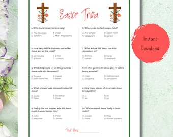 Easter Trivia, Bible Trivia Game, Bible Games for Kids, Adult Easter Games, Holy Week Printable, Palm Sunday, The Easter Story, Jesus Easter