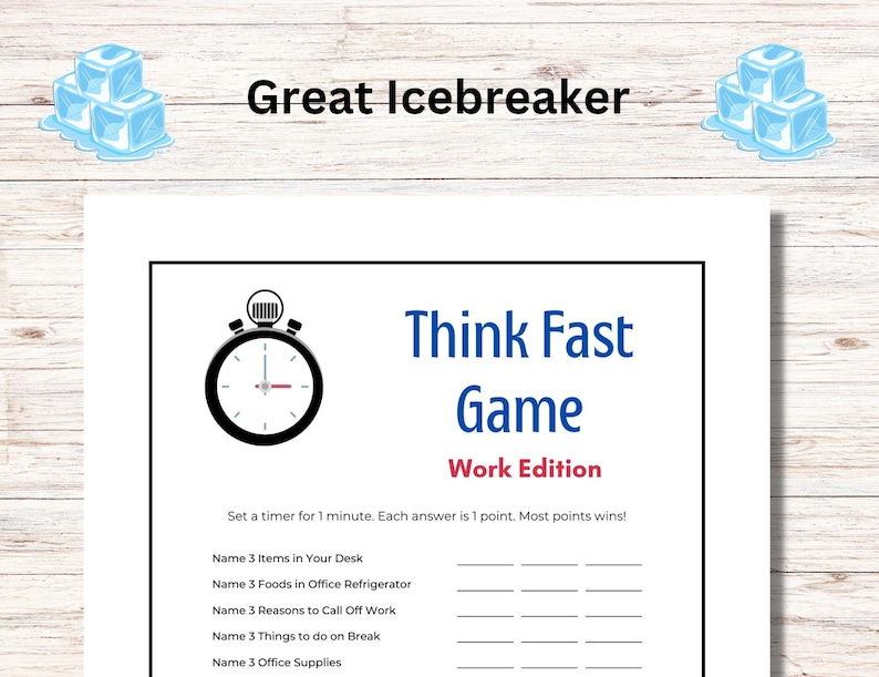 Think Fast Game, Work Edition, Office Party Games, Think Fast Work Game