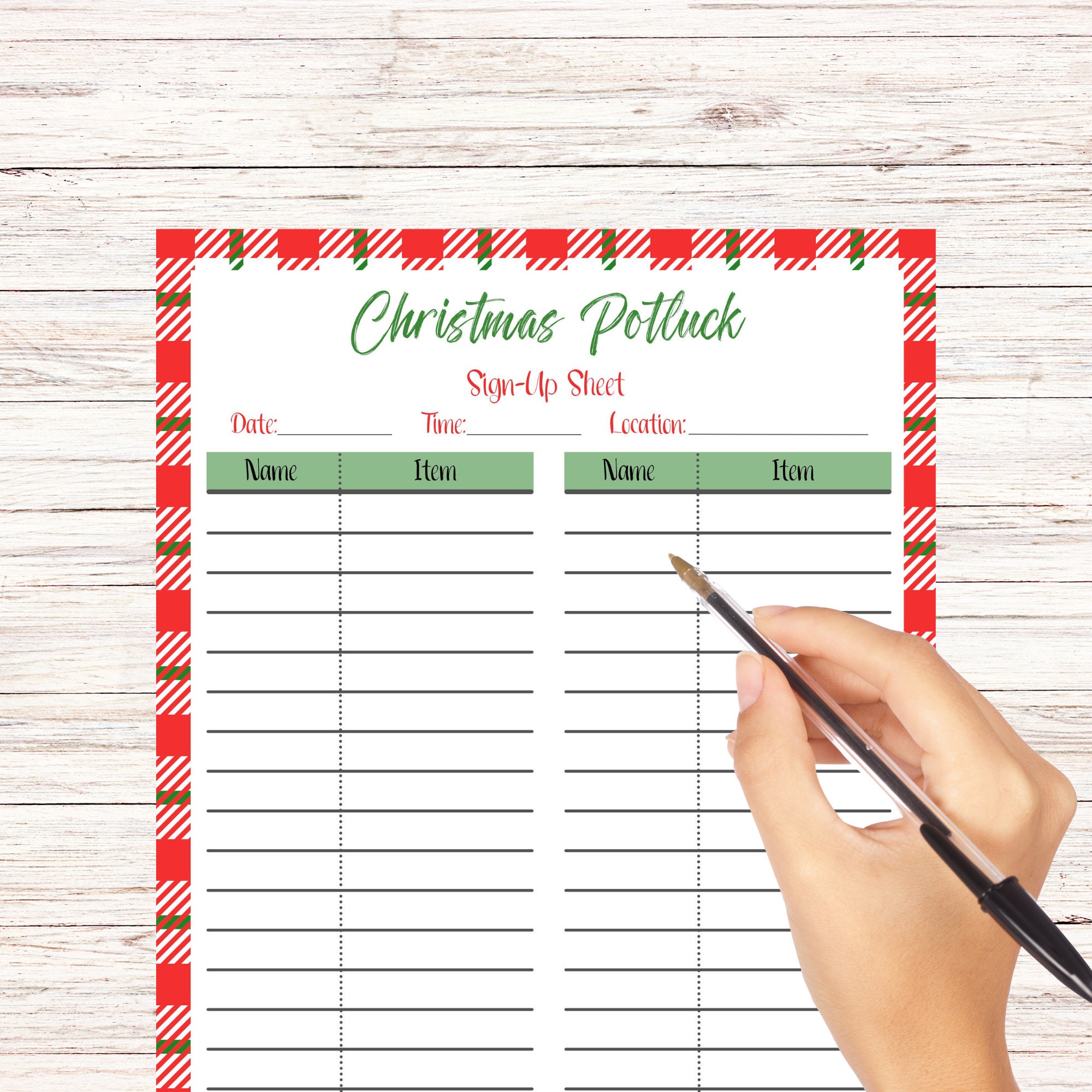 Christmas Potluck Sign up Sheet, Holiday Potluck, Office Christmas