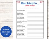 Most Likely To Work Game, Team Building Games, Office Party Games, Work Edition, Work Retreat, Office Icebreaker, Staff Meeting Game, Boss