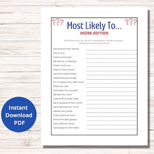 Most Likely To Work Game, Team Building Games, Office Party Games, Work Edition, Work Retreat, Office Icebreaker, Staff Meeting Game, Boss