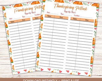 Thanksgiving Potluck Sign Up Sheet, Friendsgiving Potluck Sign Up Sheet, Holiday Potluck, Potluck Invite, Office Potluck Friendsgiving Party