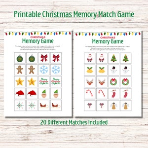 Christmas Memory Game, Christmas Matching Game, Printable Christmas Games for Kids