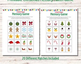 Christmas Memory Game, Christmas Matching Game, Printable Christmas Games for Kids