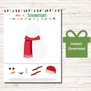 Roll A Snowman Game | Printable Christmas Game | Dice Game | Class Party Game | Kids Christmas Games | Winter Fun & Games | Build a Snowman