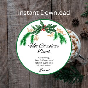 Hot Chocolate Bomb Tag, Printable Hot Cocoa Bomb Tag, Hot Chocolate Bomb Instructions, Christmas Hot Cocoa Bomb, Cocoa Bombs, Favor Tags