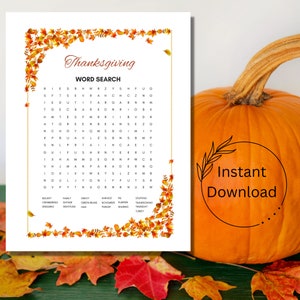 Thanksgiving Word Search Printable Game