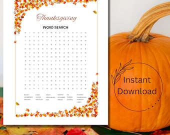 Thanksgiving Word Search Printable Game