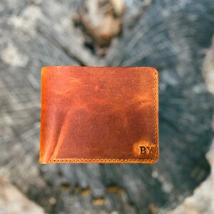 Personalized Leather Wallet Men Bifold Slim Wallet Groomsmen Wallet Best Man Gift Anniversary Gift image 2