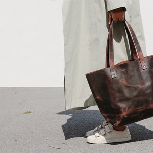 Leather Tote Bag, Personalized Bridesmaid Tote, Teacher Shoulder Bag, Nurse Handbag, Mother's Day Gift image 7