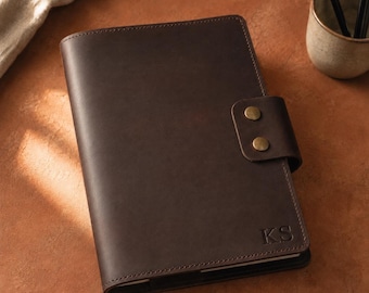 Refillable A5 Drawing Journal with 100gsm Blank Insert, Personalized Leather Sketchbook Cover with Pocket and Pen Loop