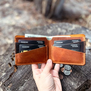 Personalized Leather Wallet Men Bifold Slim Wallet Groomsmen Wallet Best Man Gift Anniversary Gift image 5