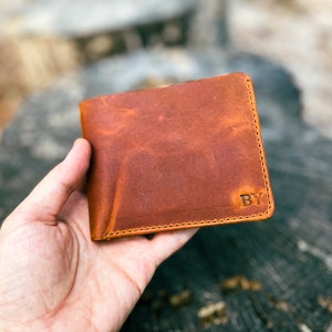 Personalized Leather Wallet Men Bifold Slim Wallet Groomsmen Wallet Best Man Gift Anniversary Gift image 3