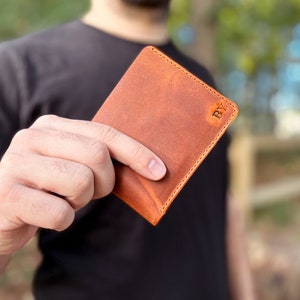Personalized Leather Wallet Men Bifold Slim Wallet Groomsmen Wallet Best Man Gift Anniversary Gift image 6