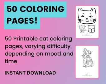 Printable Cat Coloring Book for girls, boys, children and kids