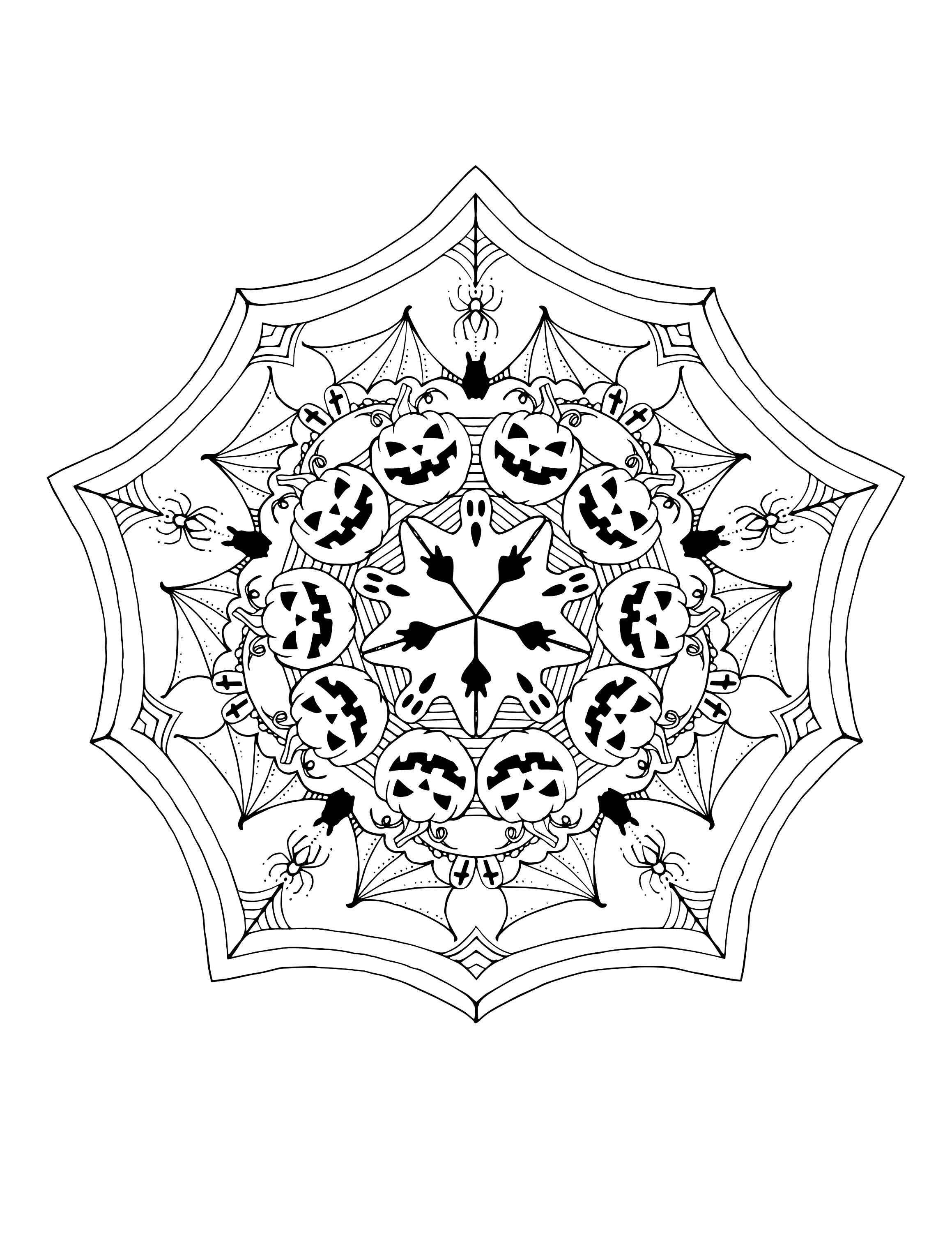 20 Halloween Mandala Coloring Pages - Etsy