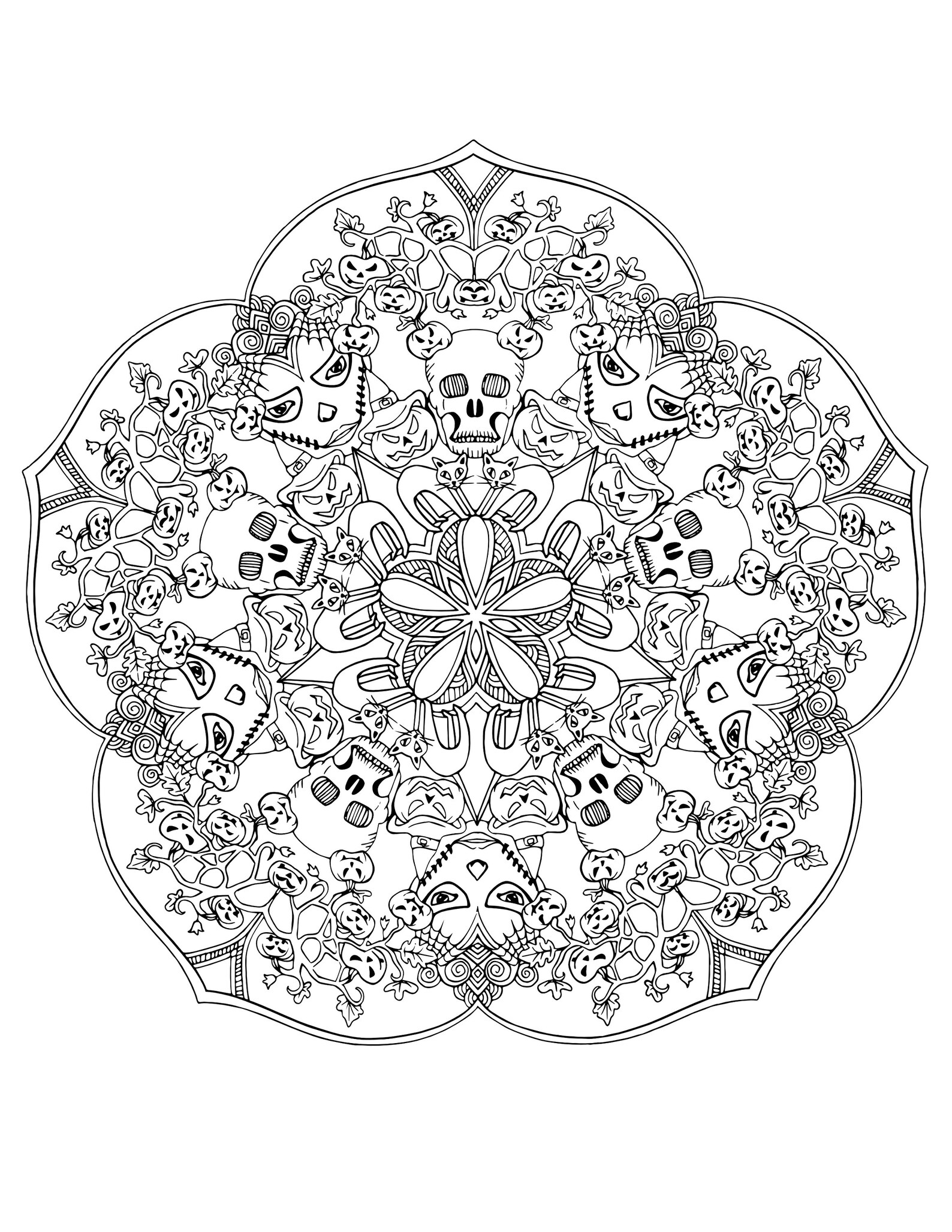 20 Halloween Mandala Coloring Pages - Etsy