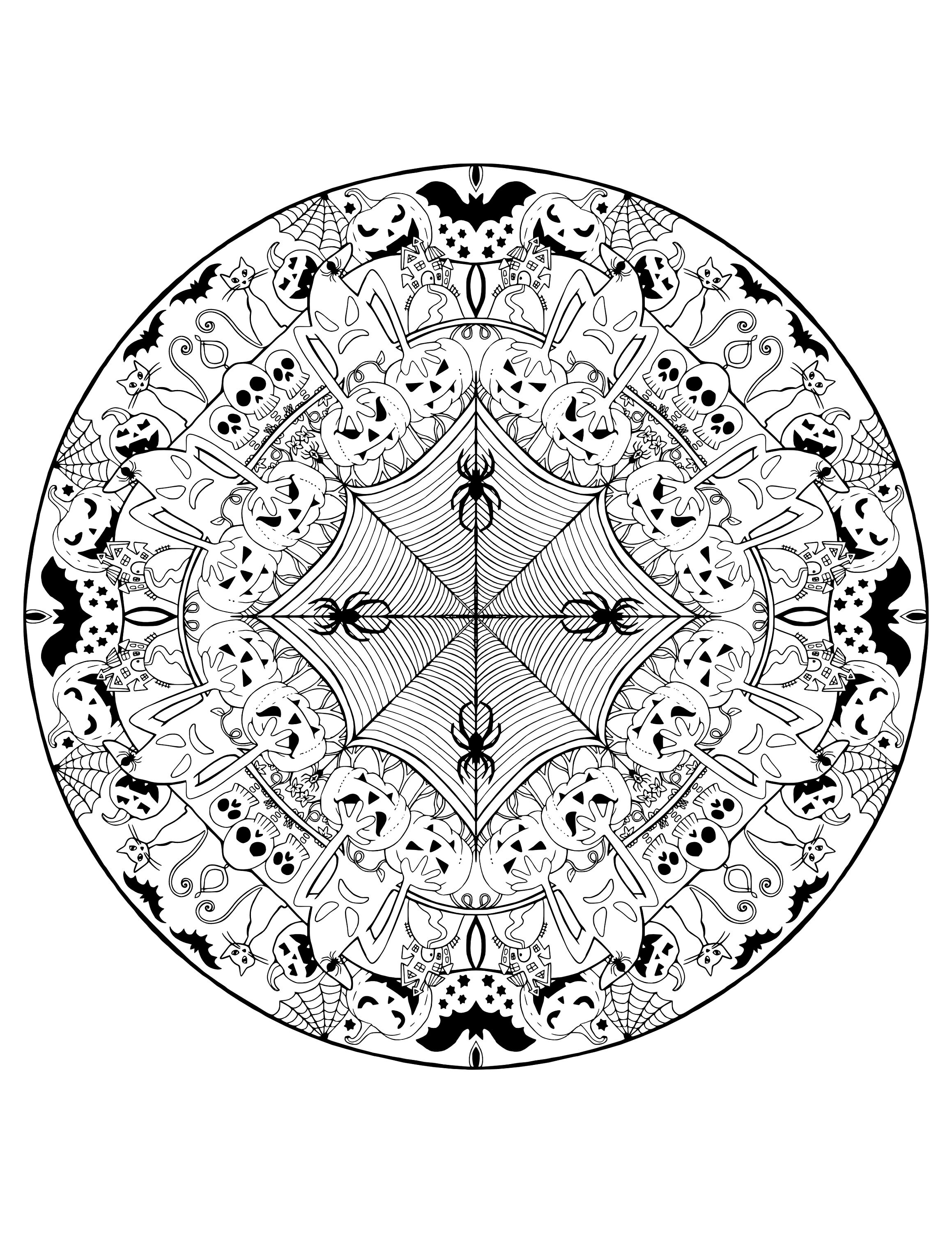 20 Halloween Mandala Coloring Pages - Etsy