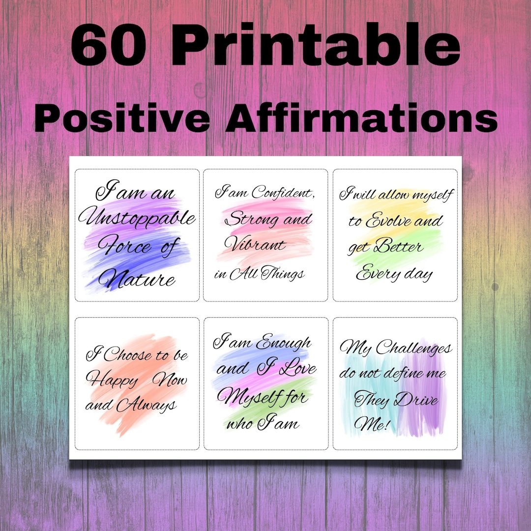 60 Printable Positive Affirmations Etsy 60 Printable Positive Affirmations Etsy