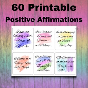 60 druckbare positive Affirmationen