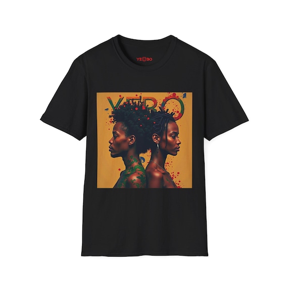 YEBO Urban Streetwear Graphic Tee | Unisex Softstyle T-Shirt, Afro Art Shirt, Black Culture Fashion, Bold Artistic Design, Streetwear Shirt