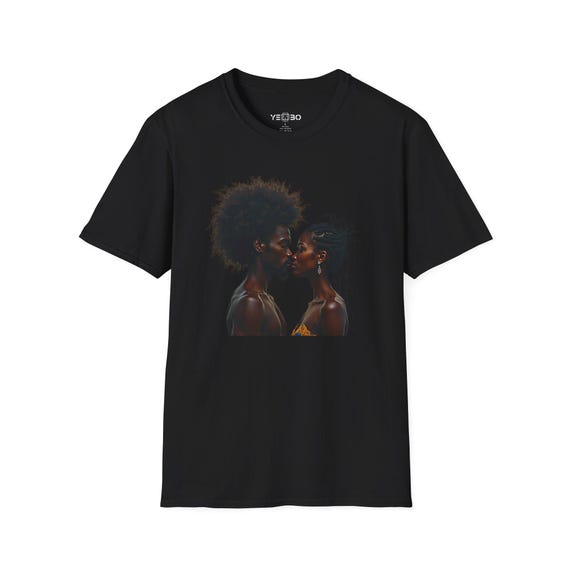 Romantic Art Unisex T-Shirt, Couples Gift, Softstyle Tee, Black Kiss Shirt, Love Shirt, Anniversary Gift, Unique Art Tee