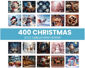 400+ Christmas Tumbler Sublimation Design Bundle, Straight Designs, Wrap PNG, 3D