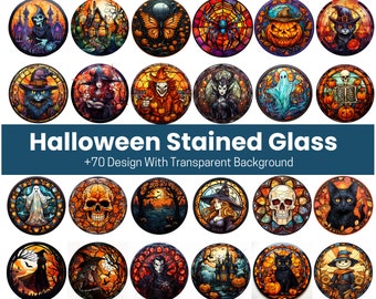 70+ Halloween Stained Glass High Resolution Files With Transparent Background