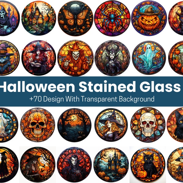 70+ Halloween Stained Glass High Resolution Files With Transparent Background