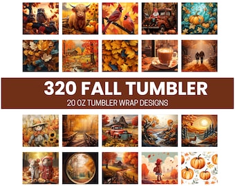 320 Fall Tumbler Sublimation Design Bundle, Straight Designs, Wrap PNG, 3D