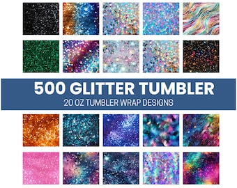 500 Glitter Tumbler Sublimation Design Bundle, Straight Designs, Wrap PNG, 3D