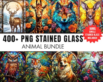 400 Stained Glass Animal Bundle PNG - High-Resolution - Kommerzielle Nutzung