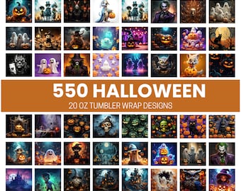 550+ Halloween Tumbler Sublimation Design Bundle, Straight Designs, Wrap PNG, 3D