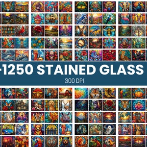 1250+ Stained Glass Bundle PNG - High-Resolution - Commercial Use, Stained Glass PNG, Digital Paper