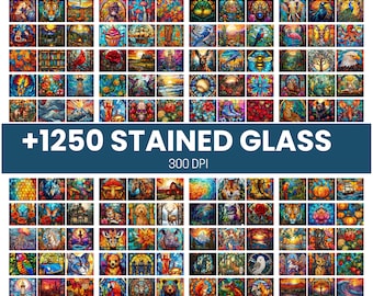 1250+ Stained Glass Bundle PNG - High-Resolution - Commercial Use, Stained Glass PNG, Digital Paper