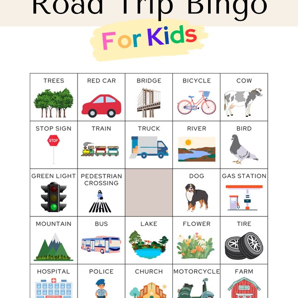 Road Trip Bingo For Kids- Printable PDF