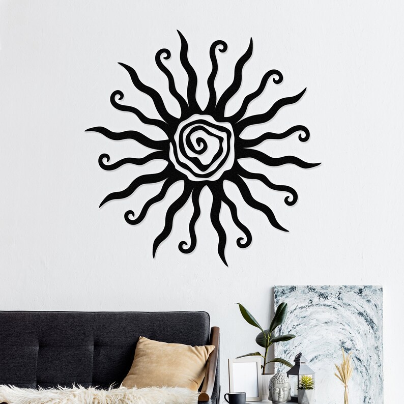 Wacky Sun Sign Hippie Sun Metal Wall Decor Bohemian Style Etsy