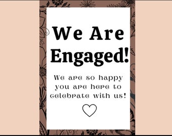Minimalist Engagement Party 8.5X11 Printable Sign