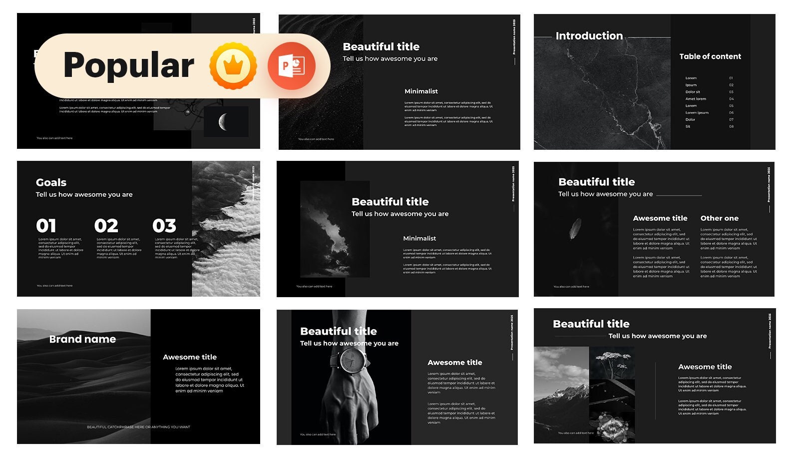 BRAND NEW! Slide Deck | PowerPoint Presentation Templates | Dark and fully customizable slides by Helped by Design