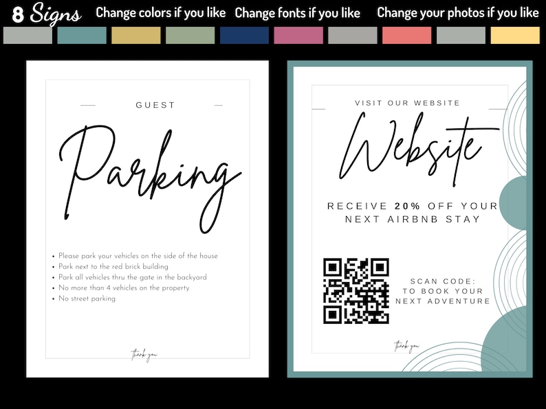 8 Airbnb Signs Signs for Your Airbnb Welcome Book Signs - Etsy