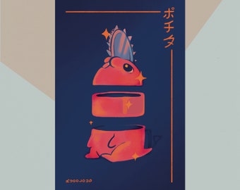 CSM Sliced Dog | Anime Digital Art Print Poster