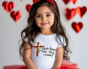 Camiseta infantil con el mensaje "Jesús me ama, esto lo sé", camiseta gráfica cristiana