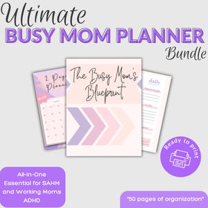 Busy Mom Planner: Essential All-in-One Printable Home Management Planner Bundle image 1