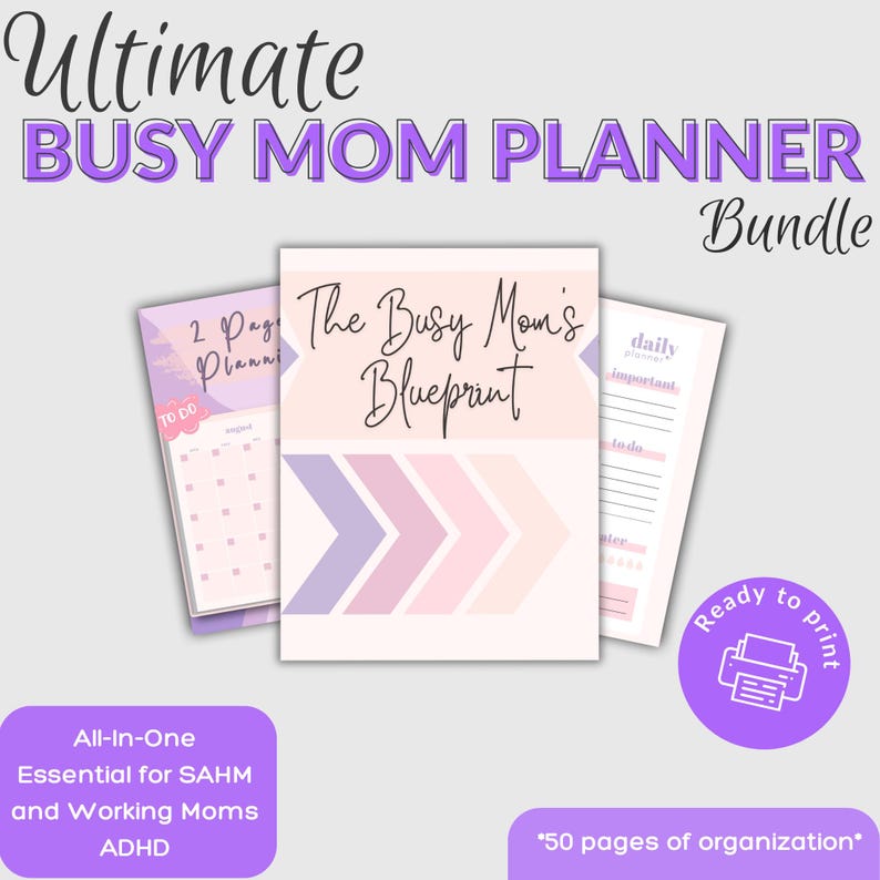Busy Mom Planner: Essential All-in-One Printable Home Management Planner Bundle image 1