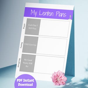 Lenten Printable Planner, Lent Season, Ash Wednesday Planner, Lent Prayer Plans, Fasting and Almsgiving Lent Planner, Catholic Lenten Gift