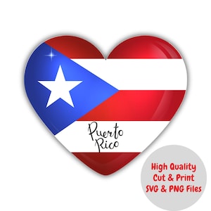 Puerto Rican Heart SVG and PNG Files | Cricut | Silhouette | Sublimation | Digital Cut Files | Puerto Rican Pride | Puerto Rico Flag SVG