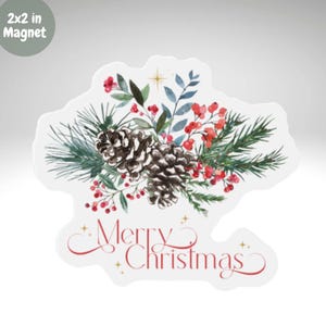 Merry Christmas Magnet, Festive Holiday Fridge Decor, Christmas Kitchen Decor, Cute Fridge Magnet, Stocking Stuffer, Die-Cut Magnet