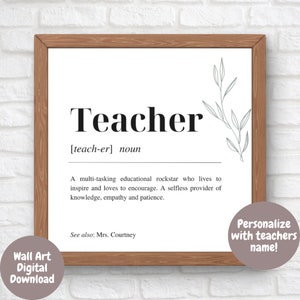 Inspiring Wall Art for Teacher | Meaningful Gift for Teacher | Personalize with Teachers Name | Teacher Appreciation