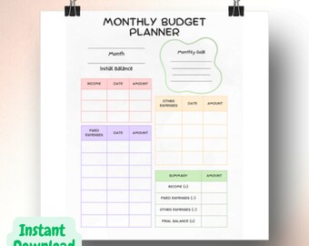 Månadsbudgetplanerare | Utskrivbar