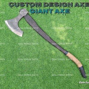 Giant Hand-Forged Viking Axe Custom Engraved Hatchet Carbon Steel Axe with Leather Sheath Camping,Bushcraft,Gift for Him Christmas Survival